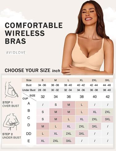 Avidlove Bras for Women No Underwire Seamless Push Up Bra Wireless Soft Bralettes Scalloped Full Coverage Everyday Bra in Saudi Arabia