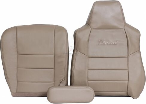 Richmond Auto Opholstery - غطاء مقعد جلدي بديل من جانب السائق ، تان (متوافق مع 2002 2003 2004 Ford Suber Limited 7.3L Diesel) in Kuwait