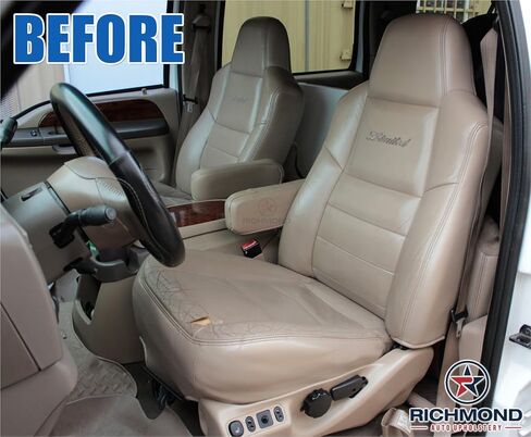 Richmond Auto Opholstery - غطاء مقعد جلدي بديل من جانب السائق ، تان (متوافق مع 2002 2003 2004 Ford Suber Limited 7.3L Diesel) in Kuwait