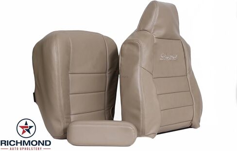 Richmond Auto Opholstery - غطاء مقعد جلدي بديل من جانب السائق ، تان (متوافق مع 2002 2003 2004 Ford Suber Limited 7.3L Diesel) in Kuwait