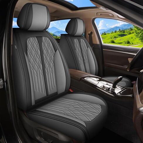 Full Set Car Seat Covers Fit for Nissan Rogue 2010-2023 2024 2025 Breathable Faux Leather Waterproof Seat Cushion with Airbag Compatible Automotive Interior Accessories (Black&Grey)-2 Rows 5 Seats in Saudi Arabia