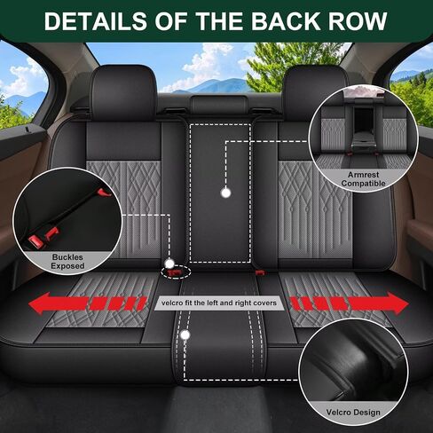 Full Set Car Seat Covers Fit for Nissan Rogue 2010-2023 2024 2025 Breathable Faux Leather Waterproof Seat Cushion with Airbag Compatible Automotive Interior Accessories (Black&Grey)-2 Rows 5 Seats in Saudi Arabia