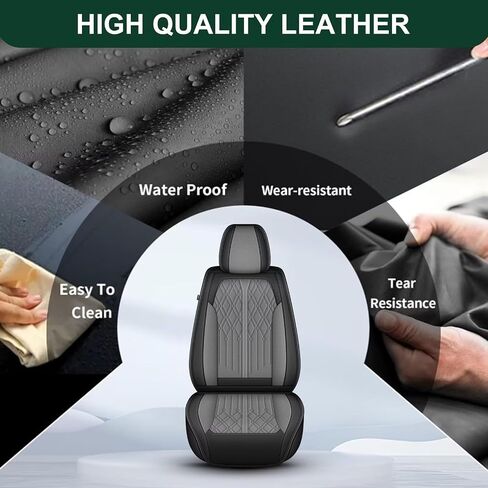 Full Set Car Seat Covers Fit for Nissan Rogue 2010-2023 2024 2025 Breathable Faux Leather Waterproof Seat Cushion with Airbag Compatible Automotive Interior Accessories (Black&Grey)-2 Rows 5 Seats in Saudi Arabia