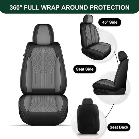 Full Set Car Seat Covers Fit for Nissan Rogue 2010-2023 2024 2025 Breathable Faux Leather Waterproof Seat Cushion with Airbag Compatible Automotive Interior Accessories (Black&Grey)-2 Rows 5 Seats in Saudi Arabia
