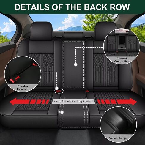 Full Set Car Seat Covers Fit for Nissan Rogue 2010-2023 2024 2025 Breathable Faux Leather Waterproof Seat Cushion with Airbag Compatible Automotive Interior Accessories (Black&Grey)-2 Rows 5 Seats in Saudi Arabia