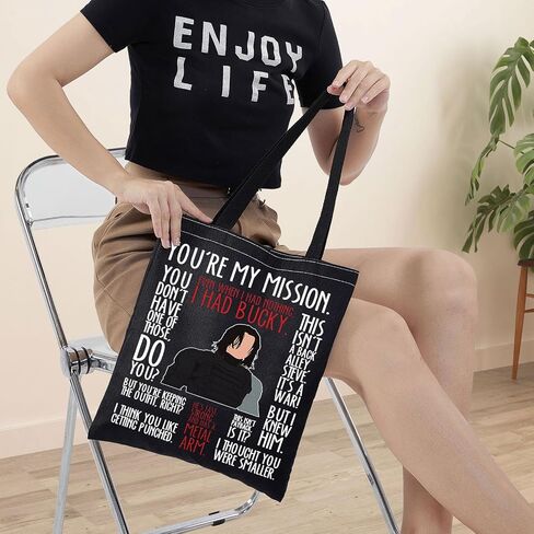 BWWKTOP Bucky Tote Bag Superheros Barnes Fans Gift Even When I Had Nothing White Wolf Shoulder Bag Bucky Merch in Kuwait