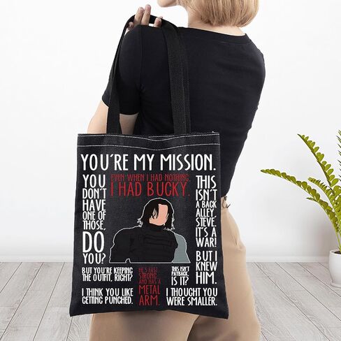 BWWKTOP Bucky Tote Bag Superheros Barnes Fans Gift Even When I Had Nothing White Wolf Shoulder Bag Bucky Merch in Kuwait