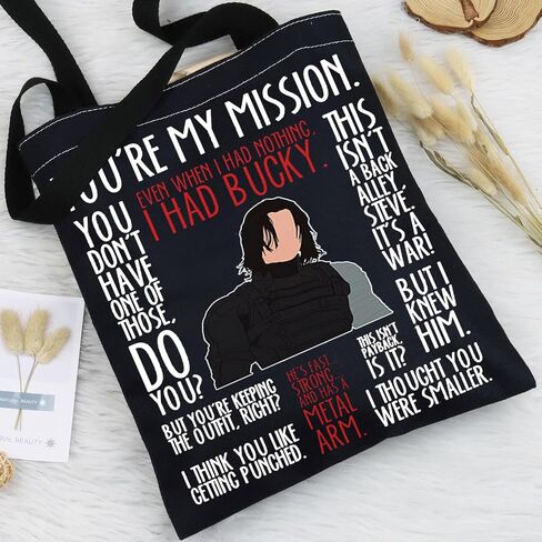 BWWKTOP Bucky Tote Bag Superheros Barnes Fans Gift Even When I Had Nothing White Wolf Shoulder Bag Bucky Merch in Kuwait