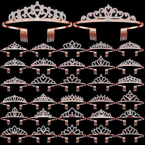 Lyrow 30 Pcs Tiara Crowns for Women Bulk Elegant Princess Rhinestone Crown with Combs Crystal Queen Crowns with Comb Headband Silver Princess Tiaras for Birthday Wedding Halloween Christmas in Kuwait