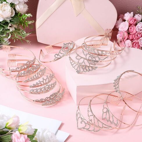 Lyrow 30 Pcs Tiara Crowns for Women Bulk Elegant Princess Rhinestone Crown with Combs Crystal Queen Crowns with Comb Headband Silver Princess Tiaras for Birthday Wedding Halloween Christmas in Kuwait