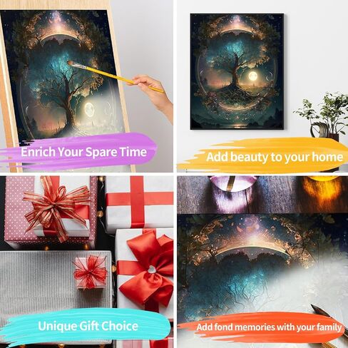 YALKIN Paint by Numbers for Adults and Kids Beginner, Painting by Number Kits On Canvas,Without Frame DIY Color Oil Painting Acrylic Paints,Home Wall Decor（6 Pack 8x12 in） in Saudi Arabia