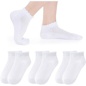 Girls Ruffle Socks Mesh Thin White Socks School Uniform Kids Cotton Crew Ankle Sock for Girls Frilly Dress Sock in Kuwait