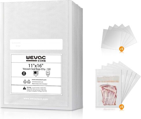 8" x 12" Precut Bags, 200 Count, Vacuum Sealer Bags for Food, Heavy Duty, Great for Food Storage, Sous Vide and Meal Prep, Wevac in Kuwait