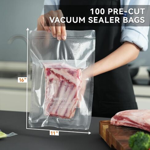 8" x 12" Precut Bags, 200 Count, Vacuum Sealer Bags for Food, Heavy Duty, Great for Food Storage, Sous Vide and Meal Prep, Wevac in Kuwait