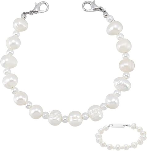 PH PandaHall Medical Alert Bracelet for Women, 8mm Natural Cultured Freshwater Pearl Bracelet 5.9 inches Interchangeable Replacement Medical ID Bracelets Strap（ID Tag Not Included） in Saudi Arabia