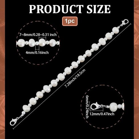 PH PandaHall Medical Alert Bracelet for Women, 8mm Natural Cultured Freshwater Pearl Bracelet 5.9 inches Interchangeable Replacement Medical ID Bracelets Strap（ID Tag Not Included） in Saudi Arabia