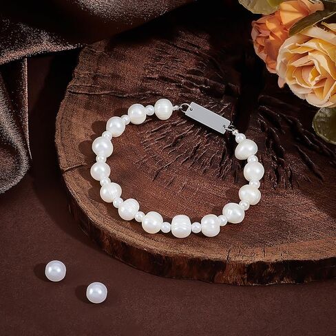 PH PandaHall Medical Alert Bracelet for Women, 8mm Natural Cultured Freshwater Pearl Bracelet 5.9 inches Interchangeable Replacement Medical ID Bracelets Strap（ID Tag Not Included） in Saudi Arabia