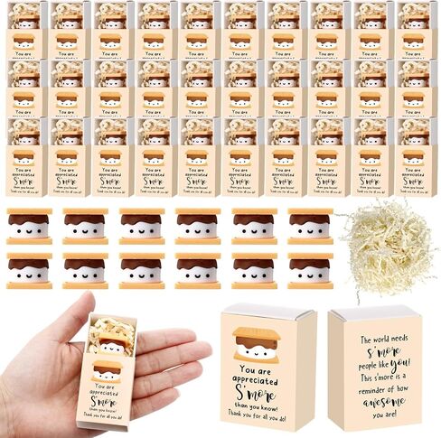 Wettarn 24 Sets Employee Appreciation Gifts S'more Marshmallow with Mini Gift Box Christmas Thank You Gifts Inspirational Puns Gifts for Office Colleagues Coworkers Team Staff Teacher Nurse group in Saudi Arabia