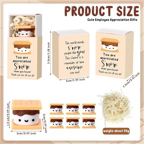 Wettarn 24 Sets Employee Appreciation Gifts S'more Marshmallow with Mini Gift Box Christmas Thank You Gifts Inspirational Puns Gifts for Office Colleagues Coworkers Team Staff Teacher Nurse group in Saudi Arabia