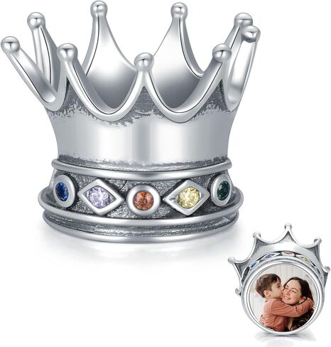 Lonago 925 Sterling Silver Phisonsipy Photo Charm ملاءمة متوافقة مع قلادة سوار مخصصة للقلب جولة الشكل حبة الصورة in Saudi Arabia