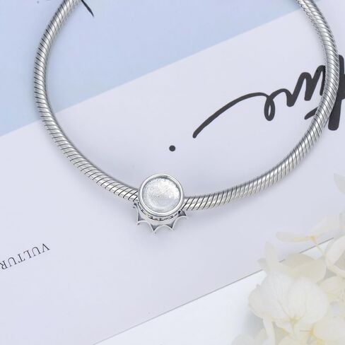 Lonago 925 Sterling Silver Phisonsipy Photo Charm ملاءمة متوافقة مع قلادة سوار مخصصة للقلب جولة الشكل حبة الصورة in Saudi Arabia