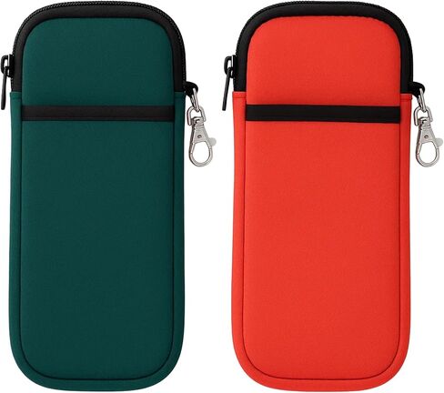 Soft Glasses Case - 2 Pack Double Layer Neoprene Eyeglass Pouch with Carabiner Hook, Lightweight Travel Zipper Case in Saudi Arabia