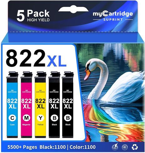 myCartridge SUPRINT 212XL خراطيش الحبر كومبو حزمة استبدال خرطوشة الحبر المعاد تصنيعها لخراطيش حبر Epson 212 لخراطيش حبر Epson XP-4100، XP-4105، WF-2830، WF-2850 حبر الطابعة 212 XL T212 (5 عبوات) in Kuwait