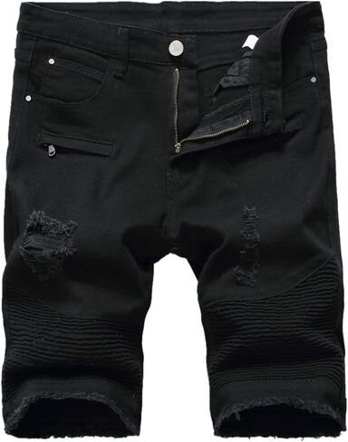 Men's Casual Summer Ripped Destroyed Distressed Short Jeans Straight Denim Shorts in Saudi Arabia