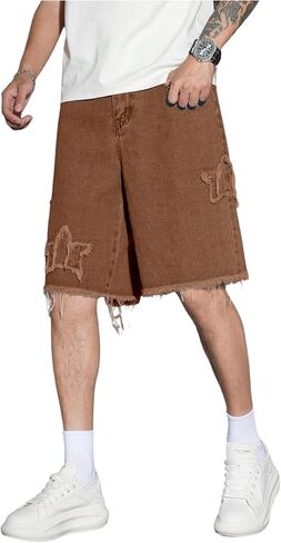Verdusa Men's Distressed Ripped Jean Shorts Vintage Washed Bermuda Denim Shorts with Pockets in Saudi Arabia