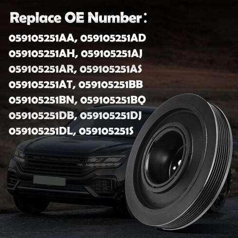 059105251BB Engine Harmonic Balancer Compatible with Volkswagen 2004-2018 Audi A4 2005-2015 Audi A6 2005-2018 Audi A7 2010-2016 Audi Q5 2010-2016 Audi Q7 2006-2015 in Saudi Arabia
