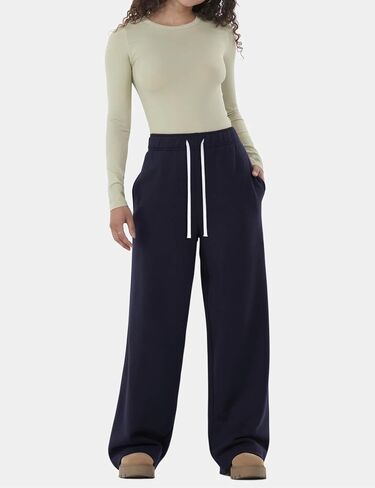 HeSaYep Women's Fleece Lined Sweatpants 2025 Winter Thermal Wide Leg Cotton Baggy Sweat Pants with Pockets in Kuwait