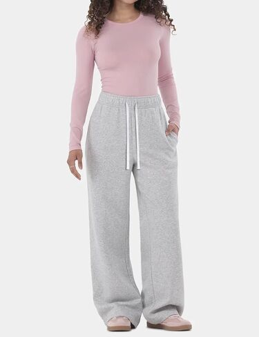HeSaYep Women's Fleece Lined Sweatpants 2025 Winter Thermal Wide Leg Cotton Baggy Sweat Pants with Pockets in Kuwait