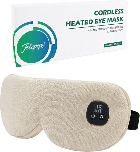 قناع العين المسخن للعيون الجافة، ضغط العين الدافئ اللاسلكي مع 4 مستويات للحرارة، توقيت 4 مستويات، قابل لإعادة الشحن 1000 مللي أمبير في الساعة، التهاب الجفن، الأنماط، غطاء قابل للغسل، السفر، هدايا للعائلة (أخضر) in Kuwait