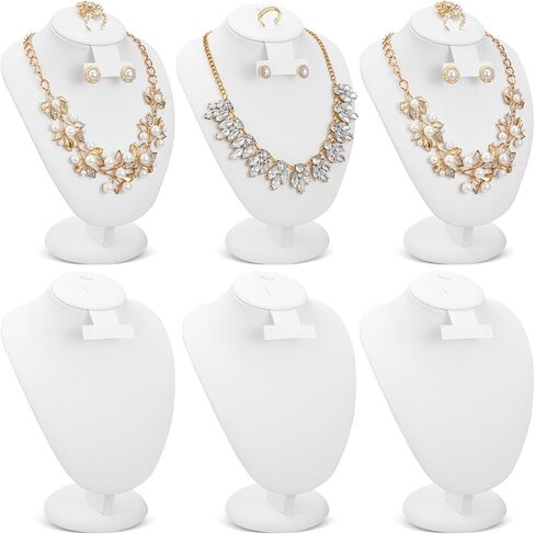 Marsui 6 Pcs Black Velvet Necklace Display Stand Necklace Jewelry Bust Jewelry Mannequin Jewelry Display for Vendors with Necklace Earrings Holder Ring Display for Selling Home Store Show Trade in Kuwait