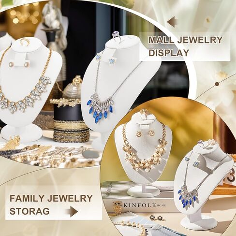 Marsui 6 Pcs Black Velvet Necklace Display Stand Necklace Jewelry Bust Jewelry Mannequin Jewelry Display for Vendors with Necklace Earrings Holder Ring Display for Selling Home Store Show Trade in Kuwait