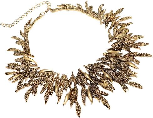 Jerollin Women's Statement Collar Choker Chuncky Bib Necklace Set, African Sparkling Canine Shape Fringe Necklace in Saudi Arabia