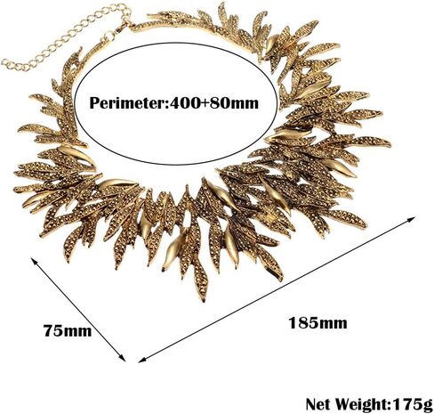 Jerollin Women's Statement Collar Choker Chuncky Bib Necklace Set, African Sparkling Canine Shape Fringe Necklace in Saudi Arabia