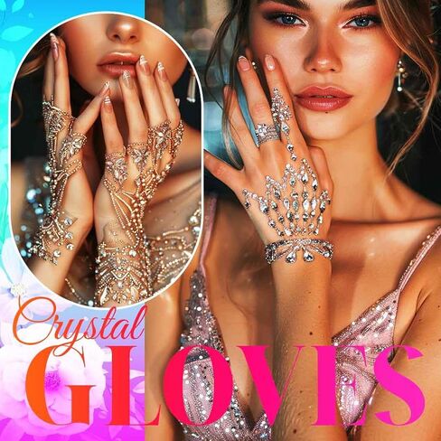 GORTIN Rhinestone Fingerless Gloves for Women Silver Sparkle Bridal Gloves for Wedding in Kuwait