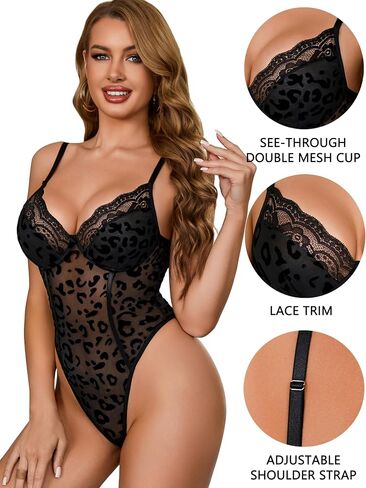 Avidlove Women's Women Mesh Bodysuit with Lace Trim Sexy Camisole Date Nights Clubwear in Saudi Arabia