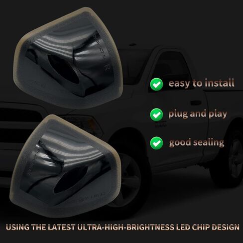 Passenger and Driver Side Mirror Turn Signal Light Replacement for Dodge Ram 1500 2500 3500 2010 2011 2012 2013 2014 2015 2016 2017 2018 - Smoked Left & Right Clear Lamp in Saudi Arabia