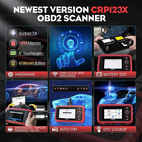 LAUNCH OBD2 Scanner CRP123X V2.0 Car Scanner, 2024 Lifetime Free Update Diagnostic Scan Tool with 7 Reset Services, ABS SRS Transmission Car Check Engine Code Reader, FCA AutoAuth, Battery Test in Saudi Arabia
