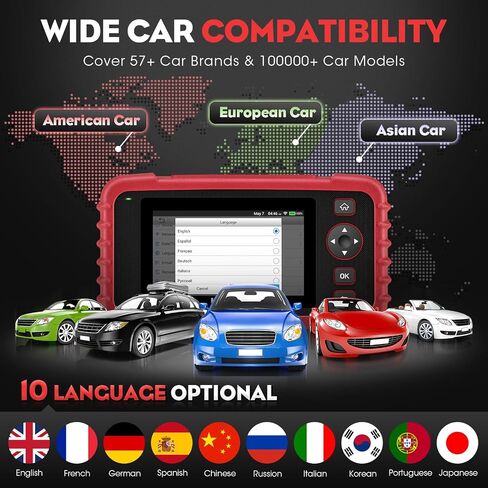 LAUNCH OBD2 Scanner CRP123X V2.0 Car Scanner, 2024 Lifetime Free Update Diagnostic Scan Tool with 7 Reset Services, ABS SRS Transmission Car Check Engine Code Reader, FCA AutoAuth, Battery Test in Saudi Arabia