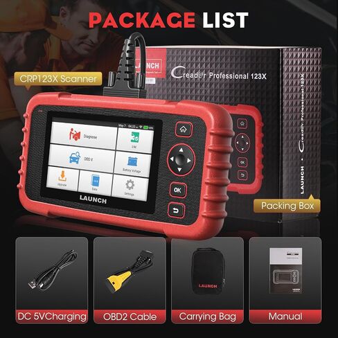 LAUNCH OBD2 Scanner CRP123X V2.0 Car Scanner, 2024 Lifetime Free Update Diagnostic Scan Tool with 7 Reset Services, ABS SRS Transmission Car Check Engine Code Reader, FCA AutoAuth, Battery Test in Saudi Arabia