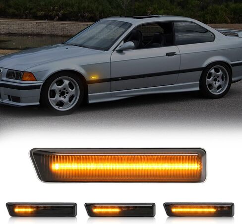 Front Sequential LED Turn Signal Light Replacement for 3 Series E36 316i, 318i, 318is, 320i, 323i, 328i 1997-1999, X5/E53 1999-2006, Smoked Lens Amber Dynamic Indicator Side Marker Lamp in Saudi Arabia