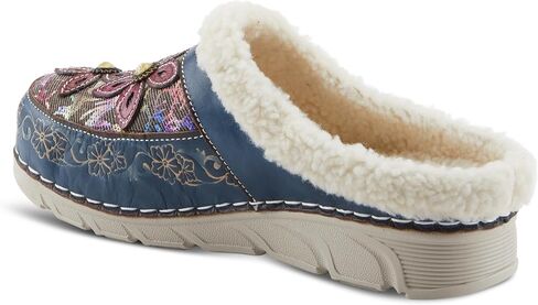 Spring Step L'Artiste Honestela Open-Back Clogs | Embossed Leather & Tapestry Slip-Ons with Sherpa Lining in Saudi Arabia