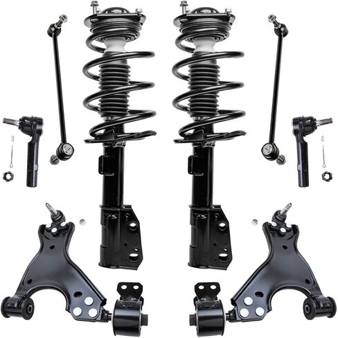 Detroit Axle - 8pc التعليق الأمامي Kit Chevrolet Traverse Buick Enclave GMC Acadia Saturn Outlook ، اثنين من الدعامات مع لفائف الربيع 2 أذرع التحكم السفلى 2 قضبان التعادل الخارجي 2 روابط شريط التأثير بديل in Kuwait