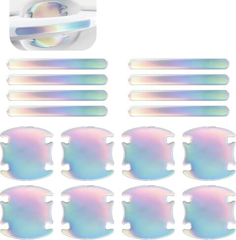 8 PCS Door Handle Protection Stickers, Carbon Fiber Door Bowl Anti-Scratch Film, Universal Exterior Reflective Handle Decorative Guard, for Most Cars, Trucks, SUVs (Black) in Kuwait