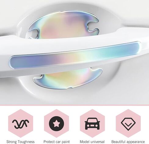 8 PCS Door Handle Protection Stickers, Carbon Fiber Door Bowl Anti-Scratch Film, Universal Exterior Reflective Handle Decorative Guard, for Most Cars, Trucks, SUVs (Black) in Kuwait