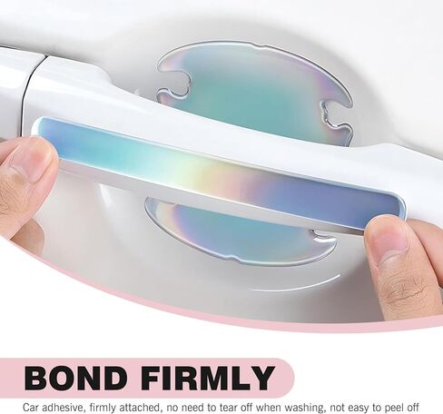 8 PCS Door Handle Protection Stickers, Carbon Fiber Door Bowl Anti-Scratch Film, Universal Exterior Reflective Handle Decorative Guard, for Most Cars, Trucks, SUVs (Black) in Kuwait