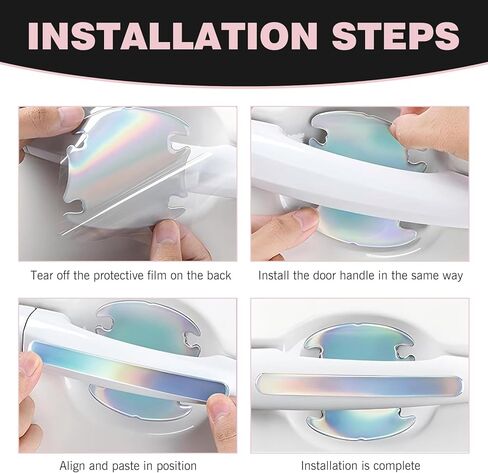 8 PCS Door Handle Protection Stickers, Carbon Fiber Door Bowl Anti-Scratch Film, Universal Exterior Reflective Handle Decorative Guard, for Most Cars, Trucks, SUVs (Black) in Kuwait